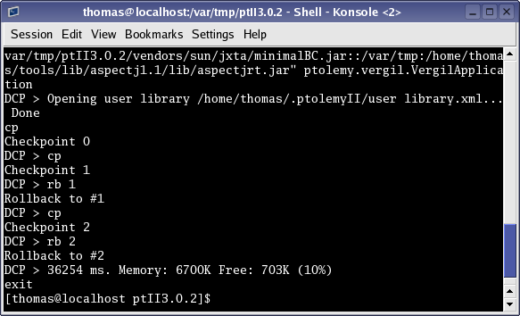 An execution of the Expression demo with backtracking